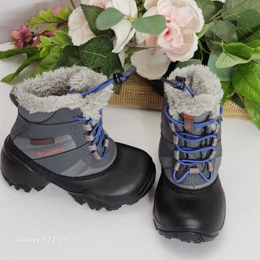 Columbia Black and Gray Kids Snow Boots